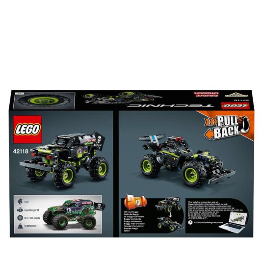 LEGO Technic 42118 Monster Jam Grave Digger, Kit 2 in 1 da Truck a Buggy Fuoristrada con Azione Pull-Back, Giochi per Bambini - 9