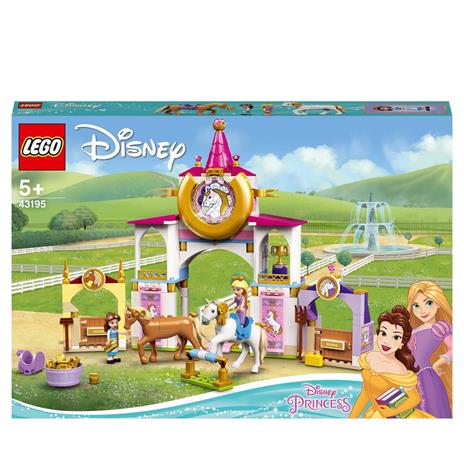 LEGO Disney Princess 43195 Le Scuderie Reali di Belle e Rapunzel, Set da Costruzione con Cavallo Giocattolo e Mini Bamboline