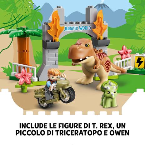 LEGO DUPLO Jurassic World 10939 Fuga del T. rex e del Triceratopo, Dinosauri Giocattolo, Mattoncini Creativi - 3
