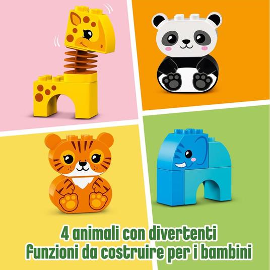 LEGO DUPLO My First 10955 Il Treno degli Animali, con Elefante, Tigre, Panda e Giraffa, Giochi Educativi Bambini 1,5+ Anni - 3