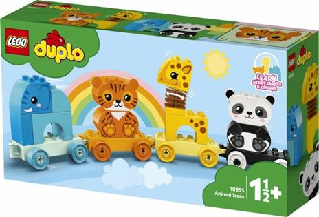 LEGO DUPLO My First 10955 Il Treno degli Animali, con Elefante, Tigre, Panda e Giraffa, Giochi Educativi Bambini 1,5+ Anni - 10