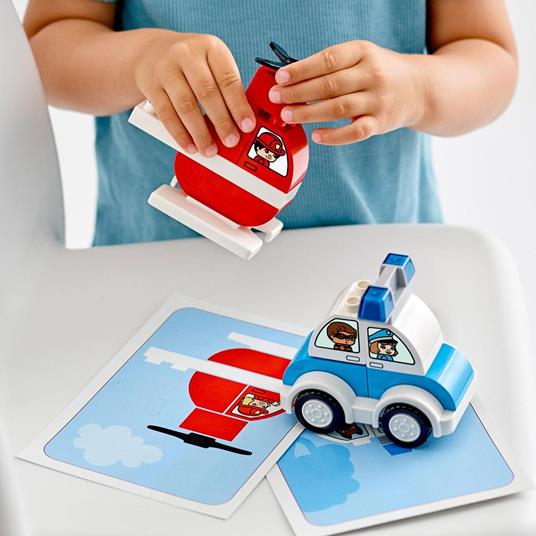 LEGO DUPLO 10957 Elicottero Antincendio e Auto della Polizia, Giochi Bambini 1,5+ Anni, Set da Collezione, Abilità Motorie - 3