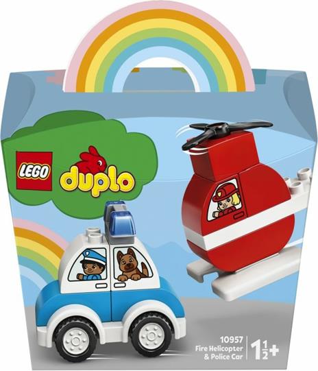LEGO DUPLO 10957 Elicottero Antincendio e Auto della Polizia, Giochi Bambini 1,5+ Anni, Set da Collezione, Abilità Motorie - 9