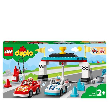 LEGO DUPLO Town 10947 Auto da Corsa, Set Macchine Giocattolo, Costruzioni Creative con Automobili Push and Go