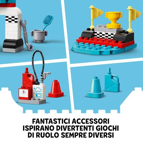 LEGO DUPLO Town 10947 Auto da Corsa, Set Macchine Giocattolo, Costruzioni Creative con Automobili Push and Go - 6