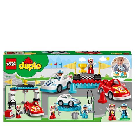LEGO DUPLO Town 10947 Auto da Corsa, Set Macchine Giocattolo, Costruzioni Creative con Automobili Push and Go - 8