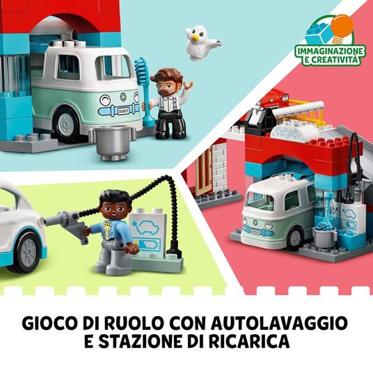 LEGO DUPLO Town 10948 Autorimessa e Autolavaggio, Garage per Macchine Giocattolo con Camper e 2 Auto - 5
