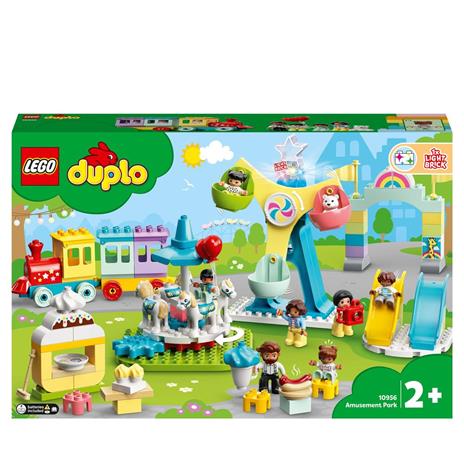 LEGO DUPLO Town 10956 Parco dei Divertimenti, Giocattoli per Bambini di 2 Anni, Parco Giochi con 7 Minifigure e Accessori