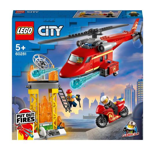 LEGO City 60281 Elicottero Antincendio con Motocicletta e Minifigure Pompiere e Pilota