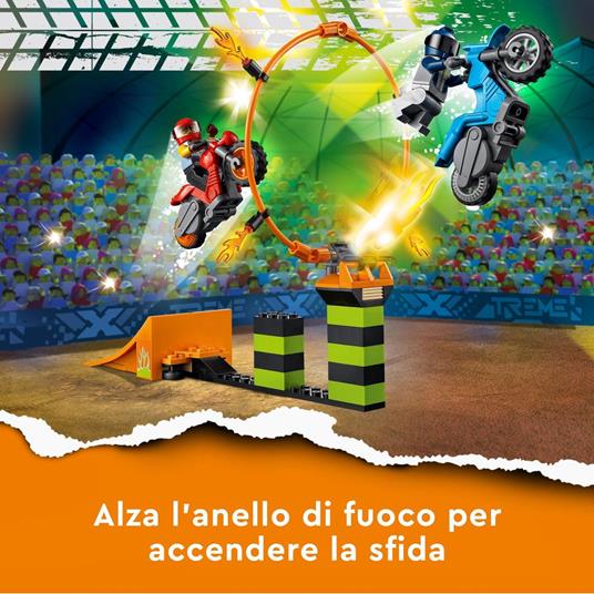 LEGO City 60299 Stuntz Competizione Acrobatica, Set con 2 Moto Giocattolo, Cerchio di Fuoco e Minifigure di Duke DeTain - 4