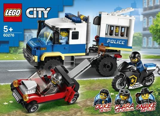 LEGO City 60276 Trasporto dei Prigionieri della Polizia, Camion Giocattolo con Moto, Auto, Snake Rattler e Clara La Criminale - 11