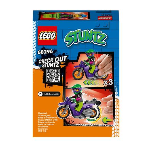 LEGO City Stuntz Stunt Bike da Impennata, Moto Giocattolo con Funzione "Carica e Vai", Giochi per Bambini dai 5 Anni, 60296 - 9