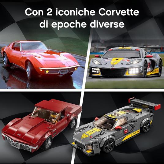LEGO Speed 76903 Champions Chevrolet Corvette C8.R e 1969 Chevrolet Corvette, 2 Modelli di Macchine Giocattolo - 5