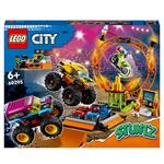 LEGO City 60295 Stuntz Arena dello Stunt Show, Set con 2 Monster Truck Giocattolo, 2 Automobiline, Moto Giocattolo
