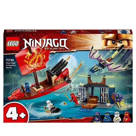 LEGO NINJAGO 71749 Il Volo Finale del Vascello del Destino, Nave Giocattolo per Bambini dai 4 Anni con Drago e 4 Minifigure