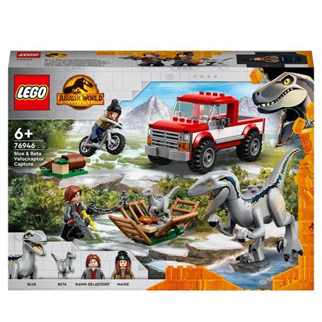 LEGO Jurassic World 76946 La Cattura dei Velociraptor Blue e Beta, Giochi per Bambini di 6+ Anni con Dinosauri Giocattolo