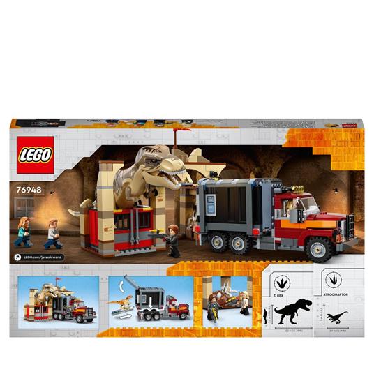 LEGO Jurassic World 76948 La Fuga del T. rex e dell'Atrociraptor, Giochi  per Bambini di 8+ Anni con Dinosauri Giocattolo - LEGO - Jurassic World -  TV & Movies - Giocattoli