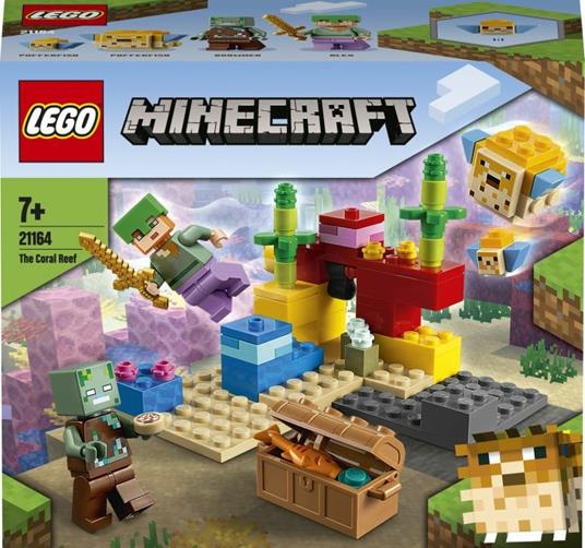 LEGO Minecraft 21164 La Barriera Corallina Modellino da Costruire con Alex Zombie 2 Pesci Giocattolo e Forziere del Tesoro - 11