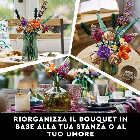 LEGO Icons 10280 Bouquet di Fiori, Piante Artificiali, Costruzione in Mattoncini, Decorazioni Casa, Hobby Creativi per Adulti - 5
