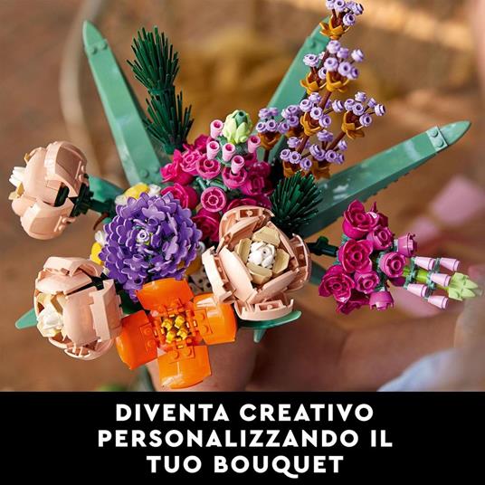 LUFEIS Set da Costruzione di Bouquet di Fiori, Mini Blocchi Bouquet di Fiori Set da Costruzione, Set di Blocchi da Costruzione per Bouquet, Bouquet di Rose Blu con Coperchio Protettivo,Regalo Creativo