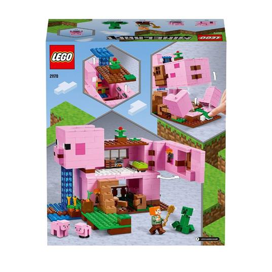 LEGO Minecraft 21170 La Pig House, Set da Costruire, Casa Apribile con Animali Giocattolo, Giochi per Bambini da 8 Anni - 12