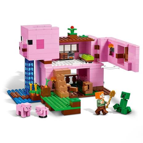 LEGO Minecraft 21170 La Pig House, Set da Costruire, Casa Apribile con Animali Giocattolo, Giochi per Bambini da 8 Anni - 5