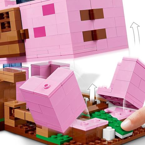 LEGO Minecraft 21170 La Pig House, Set da Costruire, Casa Apribile con Animali Giocattolo, Giochi per Bambini da 8 Anni - 6