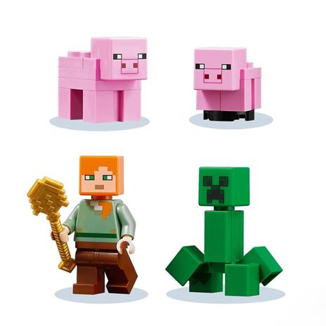 LEGO Minecraft 21170 La Pig House, Set da Costruire, Casa Apribile con Animali Giocattolo, Giochi per Bambini da 8 Anni - 8