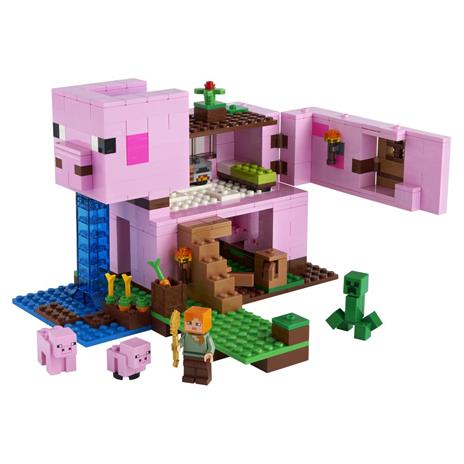 LEGO Minecraft 21170 La Pig House, Set da Costruire, Casa Apribile con Animali Giocattolo, Giochi per Bambini da 8 Anni - 10