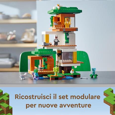 LEGO Minecraft 21174 La Casa sull'Albero Moderna, Giocattoli per Bambini con il Personaggio di Charged Creeper - 6