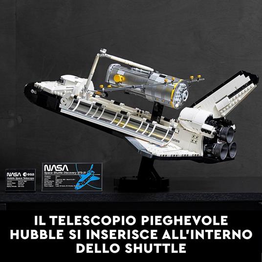 LEGO Icons 10283 NASA Space Shuttle Discovery, Set Fai da Te per Adulti,  Modellino da Costruire con Telescopio Hubble - LEGO - Creator Expert -  Astronavi - Giocattoli