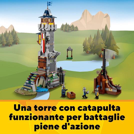 LEGO Creator 31120 3 in 1 Castello Medievale, Torre e Mercato con Catapulta e Drago Giocattolo, Include 3 Minifigure - 6