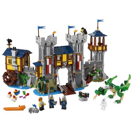 LEGO Creator 31120 3 in 1 Castello Medievale, Torre e Mercato con Catapulta e Drago Giocattolo, Include 3 Minifigure - 8