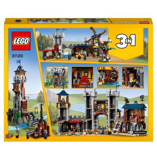 LEGO Creator 31120 3 in 1 Castello Medievale, Torre e Mercato con Catapulta e Drago Giocattolo, Include 3 Minifigure - 9