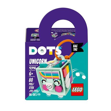 LEGO DOTS (41940). Bag Tag Unicorno, Giocattolo Portachiavi, Idea Regalo per Bambini e Bambine dai 6 anni in su