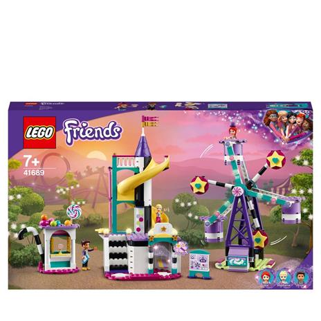 LEGO Friends 41689 La Ruota Panoramica e lo Scivolo Magici, Costruzioni per Bambini a Tema Parco Giochi con Mini Bamboline