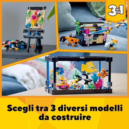 LEGO Creator 31122 3 in 1 Acquario, Cavalletto da Pittura o Forziere Pirata, Costruzioni per Bambini con Animali Giocattolo - 3