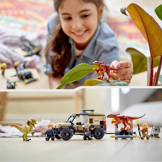LEGO Jurassic World 76951 Trasporto del Piroraptor e del Dilofosauro, Giochi per Bambini di 7+ Anni, con Dinosauro Giocattolo - 6