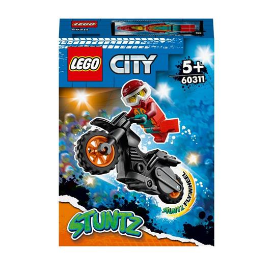 LEGO City Stuntz Stunt Bike Antincendio, Moto Giocattolo con Funzione "Carica e Vai", Idee Regalo per Bambini dai 5 Anni, 60311