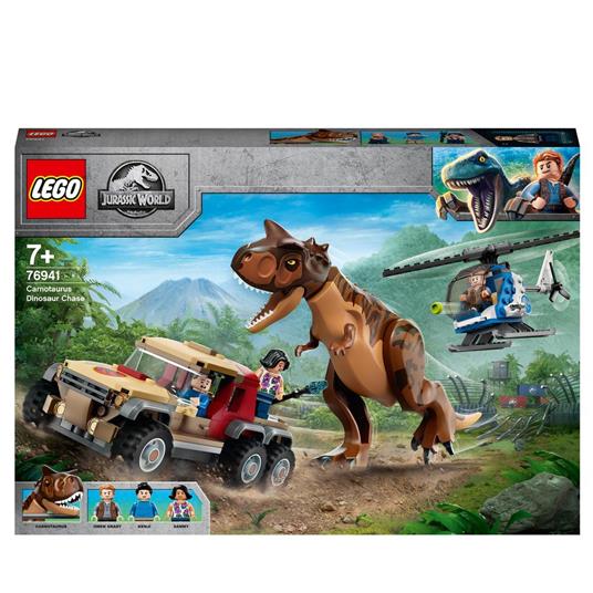 LEGO Jurassic World 76941 L'Inseguimento del Dinosauro Carnotaurus con  Elicottero e Camioncino, Giocattoli per Bambini - LEGO - Jurassic World -  TV & Movies - Giocattoli