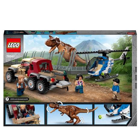 LEGO Jurassic World 76941 L'Inseguimento del Dinosauro Carnotaurus con Elicottero e Camioncino, Giocattoli per Bambini - 8