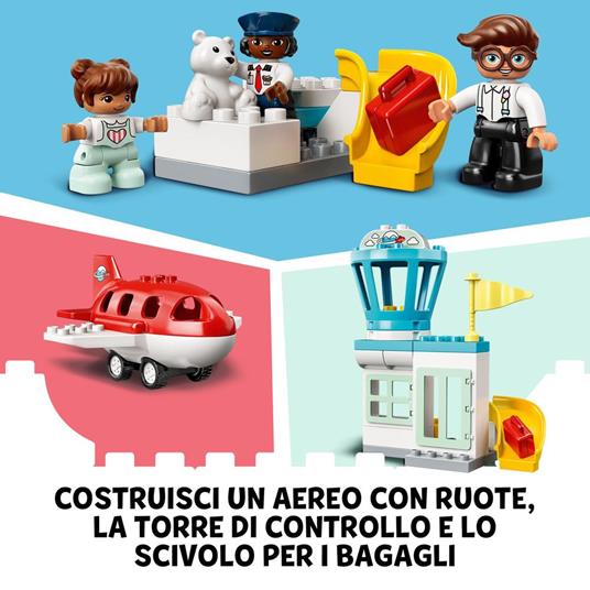 LEGO DUPLO Town 10961 Aereo e Aeroporto Giocattolo per Bambini di 2 Anni con 3 Minifigure, Aeroplano e Torre di Controllo - 3