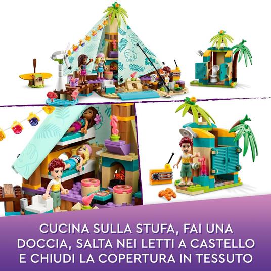 LEGO Friends 41700 Glamping sulla Spiaggia, Giocattoli per Bambini e Bambine di 6+ Anni con 3 Mini Bamboline e Accessori - 4