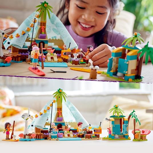 LEGO Friends 41700 Glamping sulla Spiaggia, Giocattoli per Bambini e Bambine di 6+ Anni con 3 Mini Bamboline e Accessori - 6