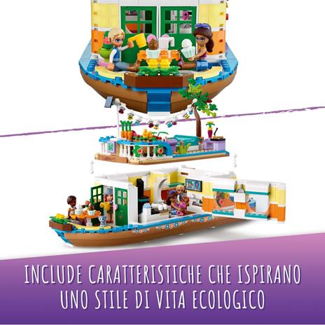 LEGO Friends 41702 Casa Galleggiante sul Canale, Giochi per Bambina e Bambino dai 7 Anni in su con Giardino - 5