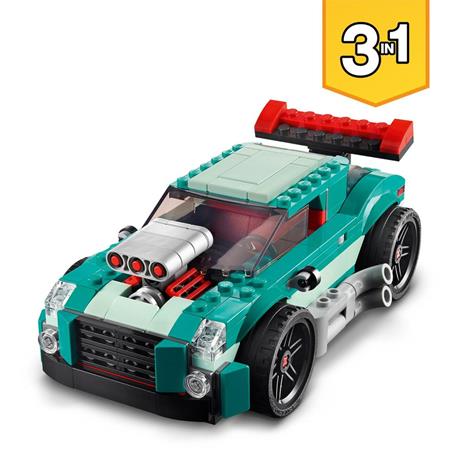 LEGO Creator 31127 3in1 Street Racer, Macchine Giocattolo, Auto da Corsa per Bambini di 7+ Anni, Costruzione con Mattoncini - 3