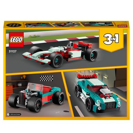 LEGO Creator 31127 3in1 Street Racer, Macchine Giocattolo, Auto da Corsa per Bambini di 7+ Anni, Costruzione con Mattoncini - 8