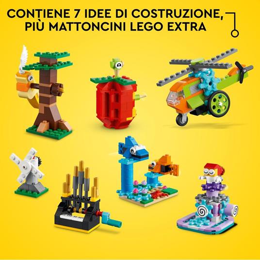 LEGO Classic 11019 Mattoncini e Funzioni, Giocattoli Creativi, 7 Mini Costruzioni con Meccanismo e Ingranaggi, Idea Regalo - 5
