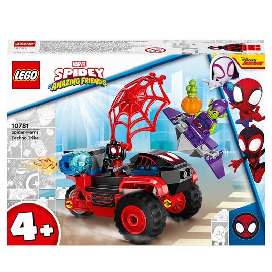LEGO Marvel 10781 Spidey e i Suoi Fantastici Amici Miles Morales: La Techno Trike di Spider-Man, Macchina Giocattolo