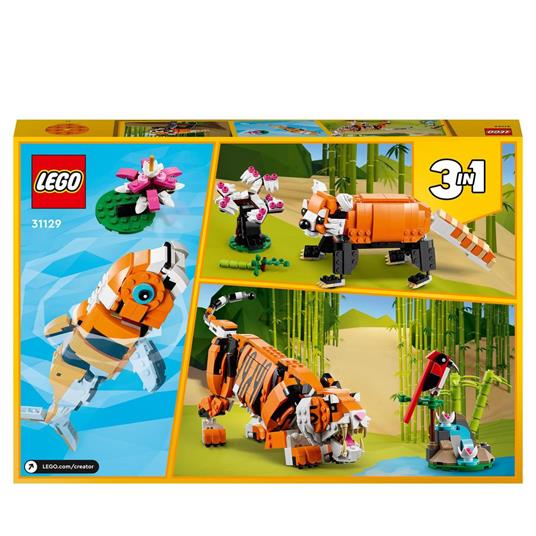 LEGO Creator 31129 3 in 1 Tigre Maestosa, si Trasforma in Panda o Pesce, Giocattolo Creativo con Animali, Regalo 9+ Anni - 10